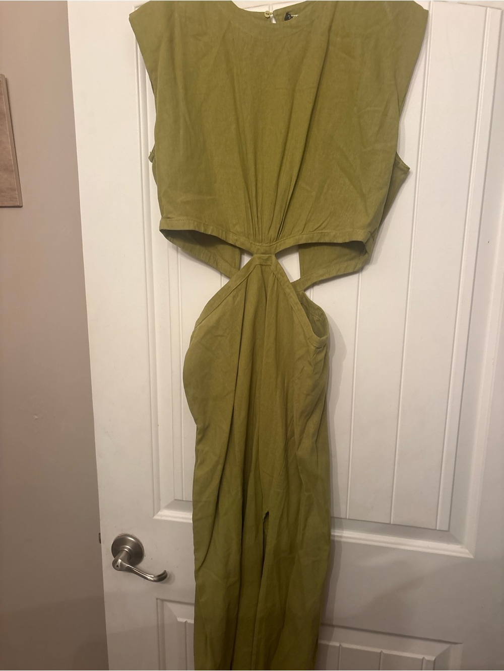 Zara Olive Green Backless Cutout Maxi Dress